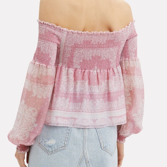 INTERMIX Penelope Paisley Off-the-Shoulder Top size M NWT - Picture 2 of 8